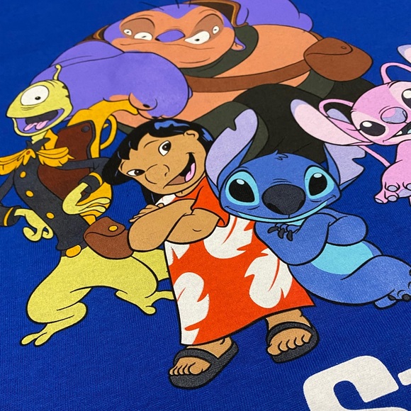 Disney Lilo & Stitch Group T Shirt Blue Juniors Size L NEW NWT - Picture 10 of 12
